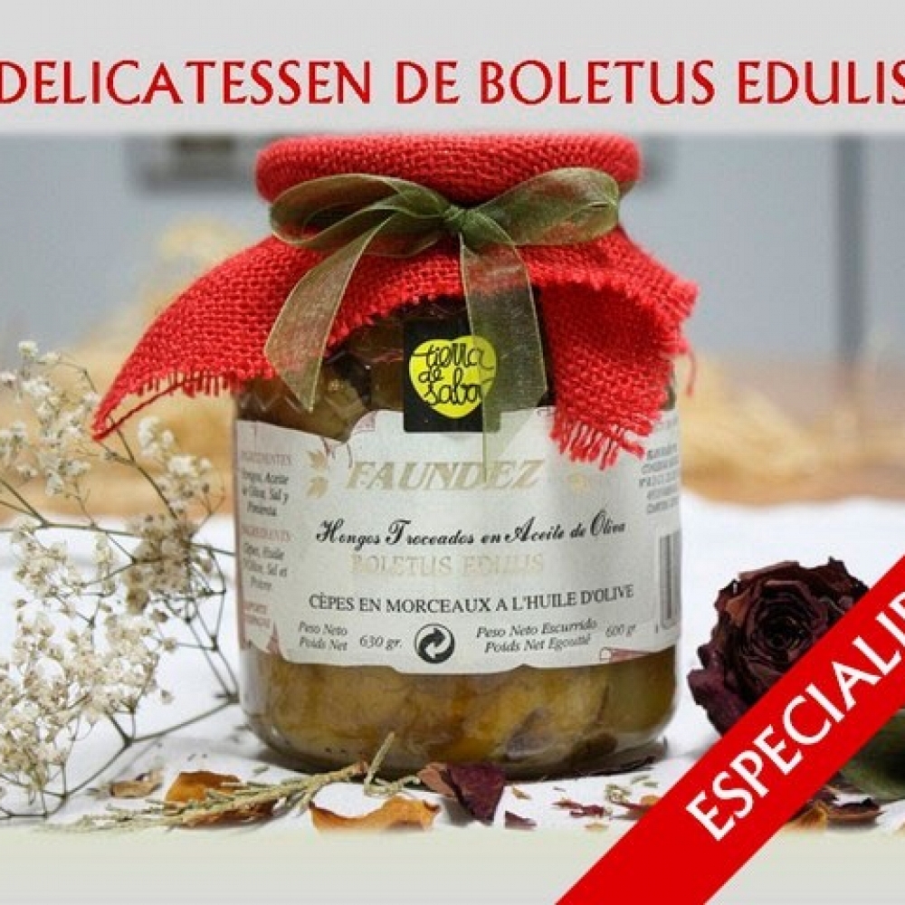 Delicatessen de Boletus Edulis en Aceite de Oliva 630g (Hongos Troceados)