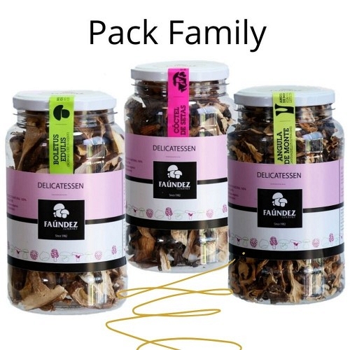 Pack Delicatessen Family (Tarro 100g Boletus Edulis, Cctel de Setas, Angula de Monte)