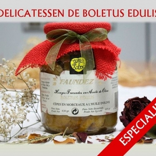 Delicatessen de Boletus Edulis en Aceite de Oliva 630g (Hongos Troceados)